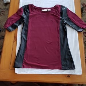 Allison Brittany Jersey top with faux leather trim